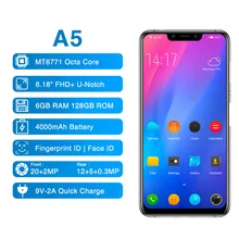 In Stock Elephone A5 6.18" Android 8.1 P60 MT6771 Quad core 6GB RAM 128GB ROM 12MP+20MP Face ID Fingerprint 4G OTG Mobile Phone