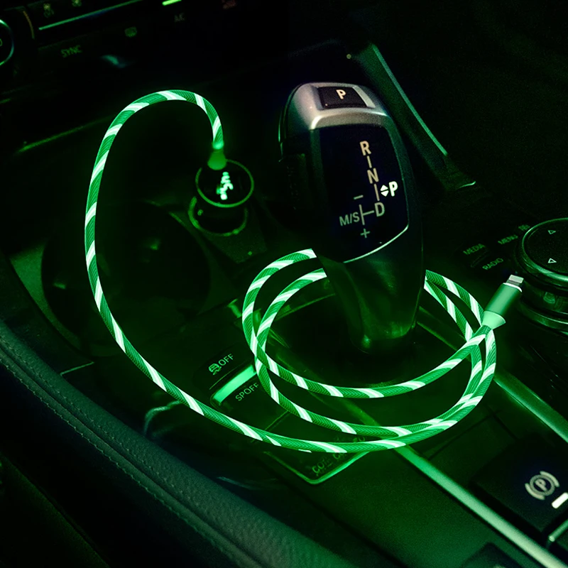 Автомобиль течет Цвета светодиодный светящийся USB зарядный провод шнур для Renault