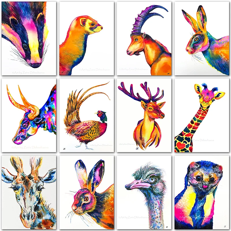 5D алмазная живопись животные Страус Жираф Олень Кролик полная круглая Алмазная