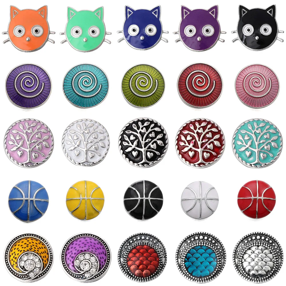 

6pcs/lot New 18mm Snap Button Jewelry Coloful Dragonfly Cat Snap Buttons Fit Snap Bracelet Bangle Interchangeable Jewelry