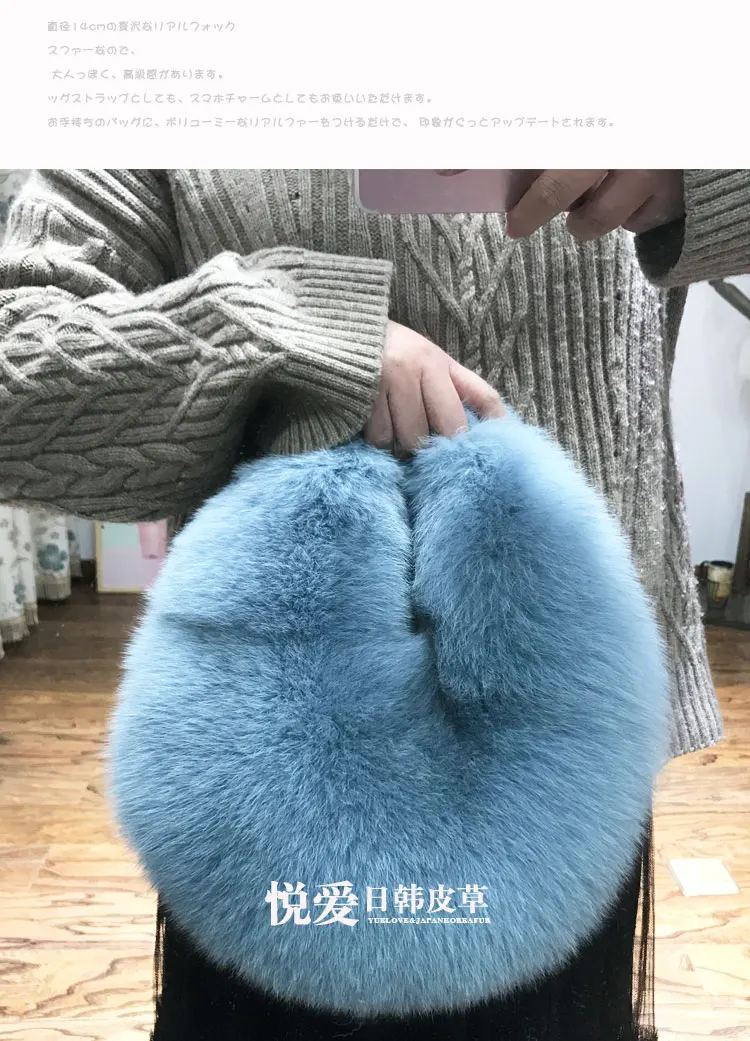 New Luxury Women Real Fox Fur Bag Messenger Fox Fur Chain Shoulder Bag Ladies hand Tote Handbag Crossbody leather Bags