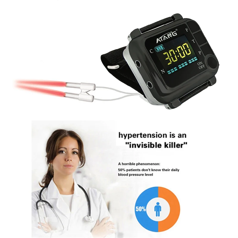 

Medical Laser Watch LLLT Therapeutic Apparatus for Treating Allergic Rhinitis Hypertension Cholesterol Reducing Blood Viscosity