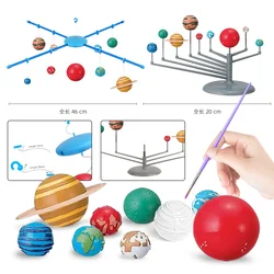 Diy montado sistema solar modelo de brinquedo kit astronomia ciência aprendizagem conjunto de ajuda de ensino coloração educacional brinquedos pintados à mão