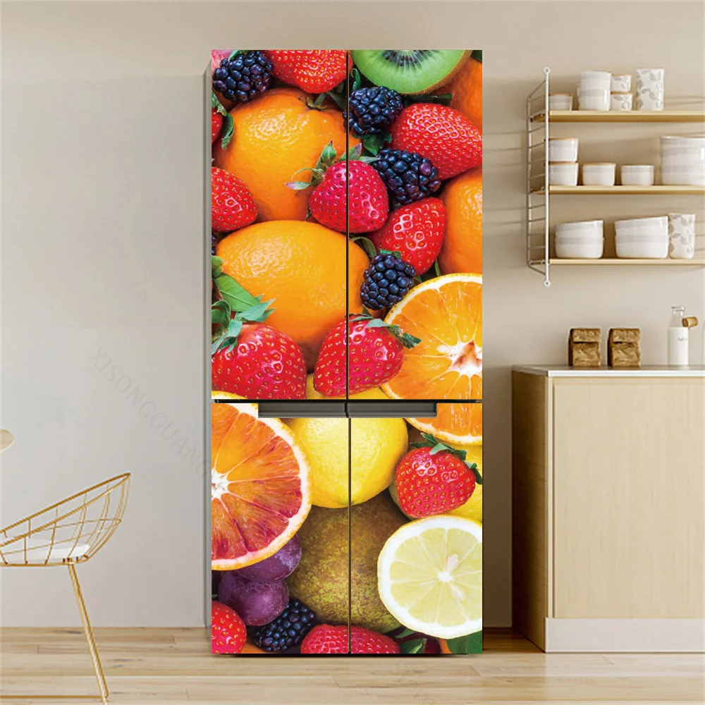 Vintage Self Stick Fridge Wrap Human Flower Beach Vinyl Door Mural Sticker For Refrigerator Peel and Stick Removable Wrap Decal