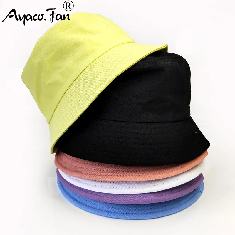 Children Cotton Bucket Hats Girl Summer Sunscreen Panama Hat Boy Pure Color Sunbonnet Fedoras Outdoor Fisherman Hat Beach Cap 1