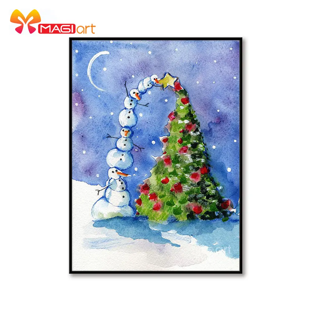 

Cross stitch kits Embroidery needlework sets 11CT water soluble canvas patterns 14CT Full Christmas tree and Snowfield NCMC093