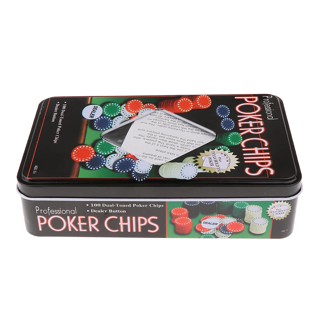 Прочные фишки для покера 100 шт. с кнопкой дилера для блэкджек Покер Карточная игра 4 номинала 1,57 дюйма