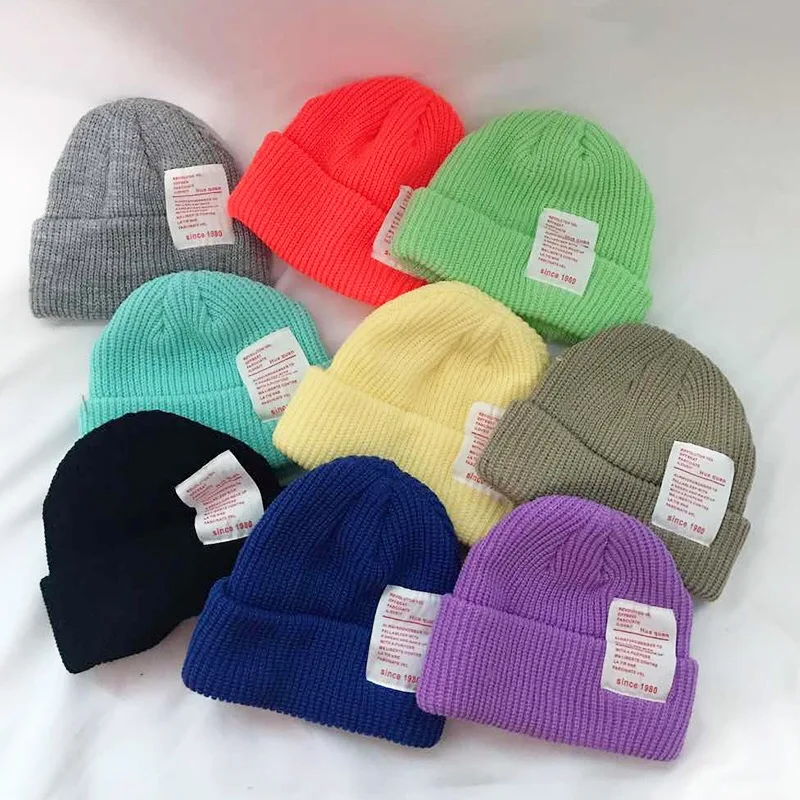 Осенне-зимние детские шерстяные шапки, модные Корейский конфетных оттенков, вязаный пуловер для мальчиков и девочек, шапки, Детские теплые шапки, холодные шапки
