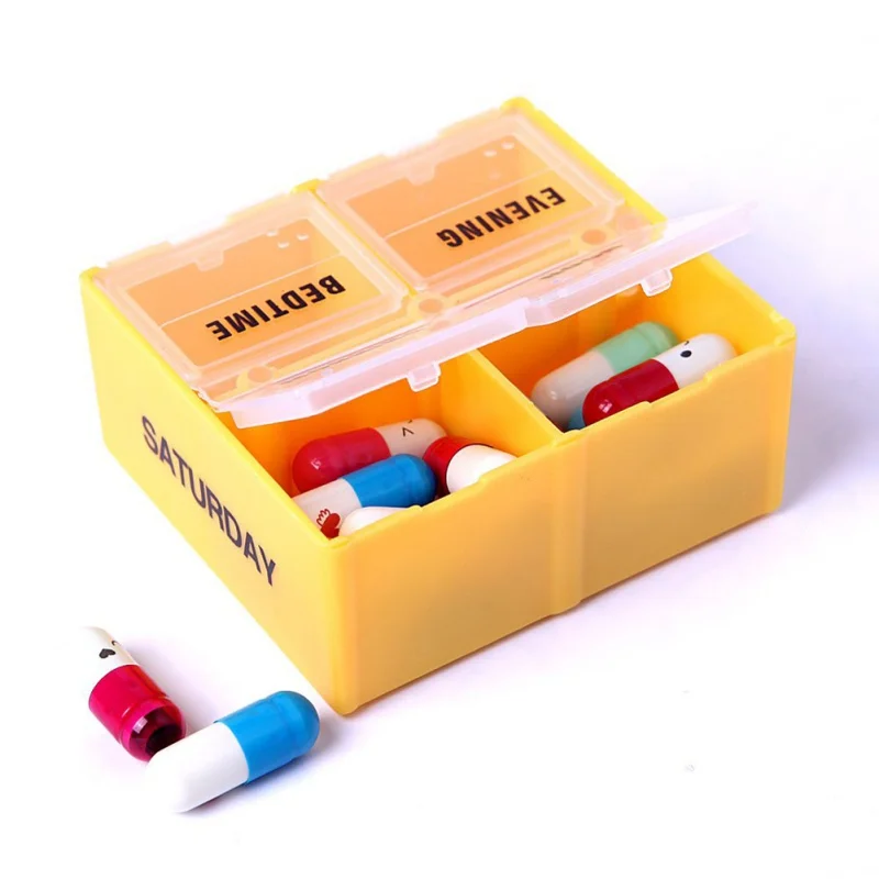 

Storage Boxes Bins Portable 7 Days 28 Grids Colorful Rectangular Plastic Pill Box Household Pill Cases