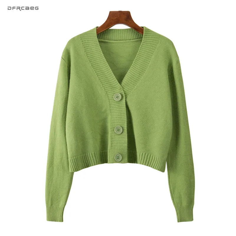 

High Quality Elastic Cardigan Sweaters Women Crop Top Spring Autumn 2019 Casual Sexy V-Neck Knitted Sweater Femme