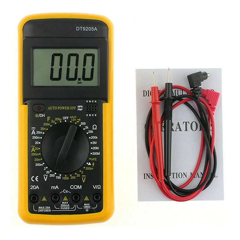 DIDIHOU Digital-9205A мультиметр с ЖК-дисплеем AC/DC Амперметр Сопротивление Емкость тестер ЖК-мультиметр AC DC Амперметр