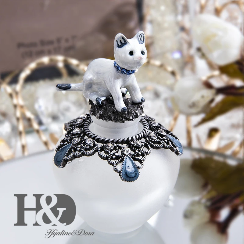 H& D 15 мл пустая многоразовая флакон духов необычная Ретро стеклянная бутылка Ювелирная статуэтка кота пробка домашний Свадебный декор Дамский подарок