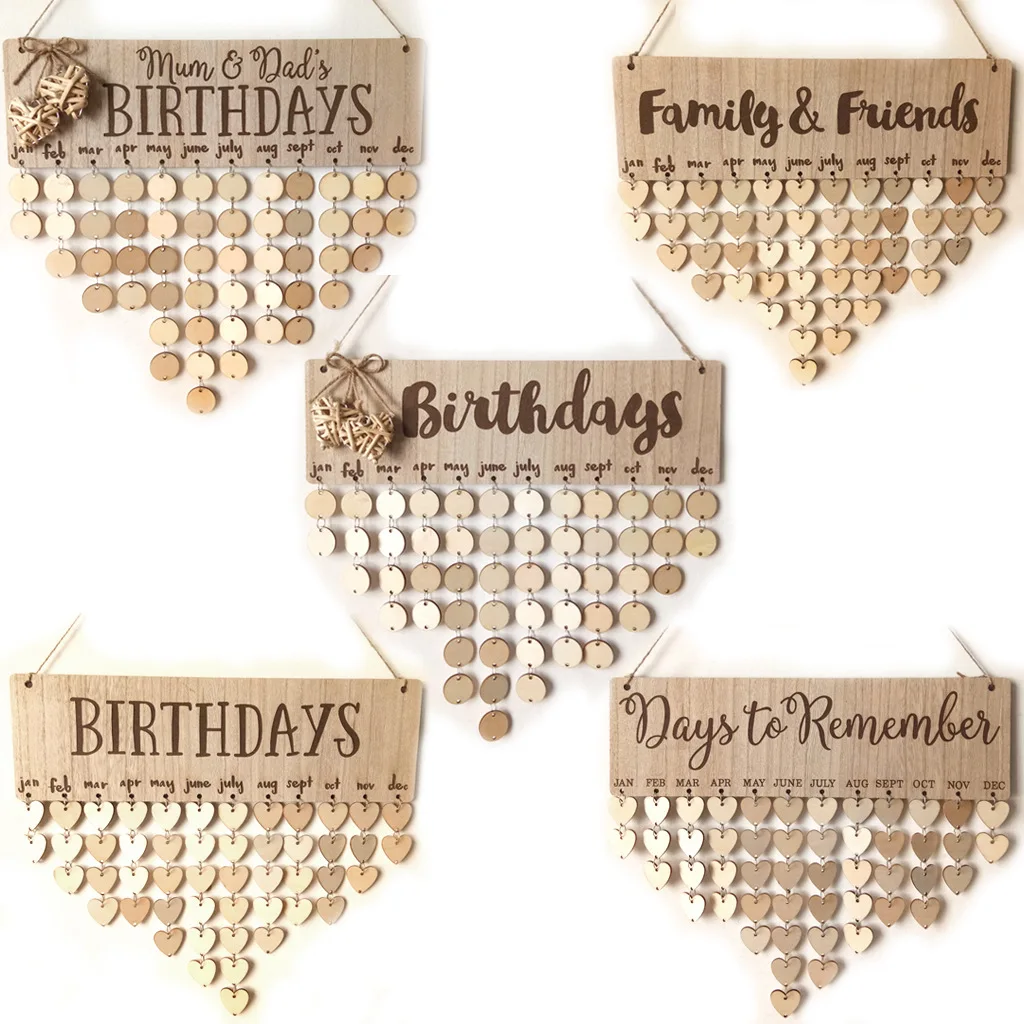 Familie und Freunde Holz Geburtstag Erinnerung Kalender Geburtstag Tracker Wand Hängen Plaque Bord Zeichen DIY Hause Dekoration Geschenke
