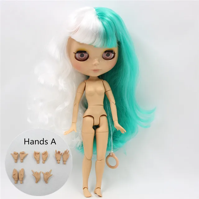 Ледяная фабрика blyth кукла загар кожа зеленые и белые волосы BL136/4003 30 см - Цвет: doll and hands A