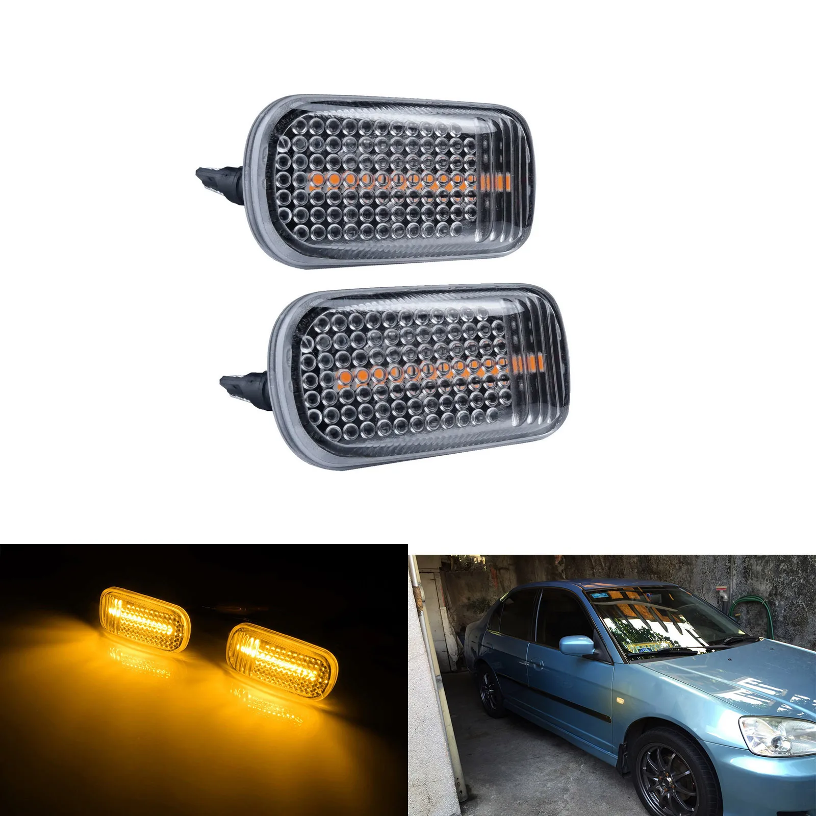 

Для Honda Civic Integra Jazz CR-V прозрачные линзы, Светодиодный Боковой индикатор, ретранслятор света