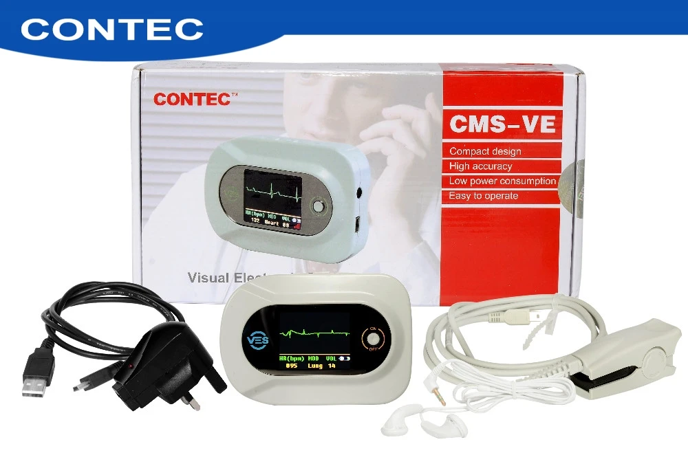 Contec Новый цифровой многофункциональный стетоскоп CMS-VE, SPO2 + пульс + USB, волна