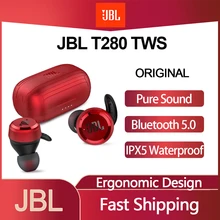 JBL T280 TWS Bluetooth 5,0 Wahre Drahtlose Kopfhörer Ergonomisches Design Wasserdicht Stereo Anruf Ohrhörer Leichte Sport Headset