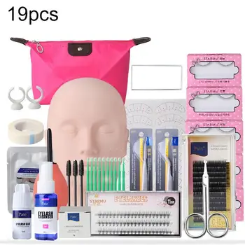 

False Eyelash Extension Training Kit Exercise Practice Mannequin Head Set Grafting Eyelash Tools Kit Eye Lashes Grafting
