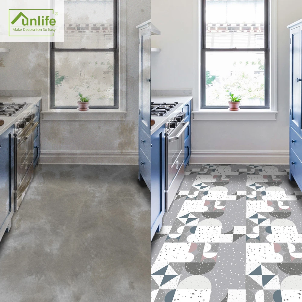 

Funlife CUSTOM 10/15/20/25/30cm Geometric Watercolor Stone Non-Slip Decorative Floor Sticker Peel&Stick For Floor Wall and Tiles