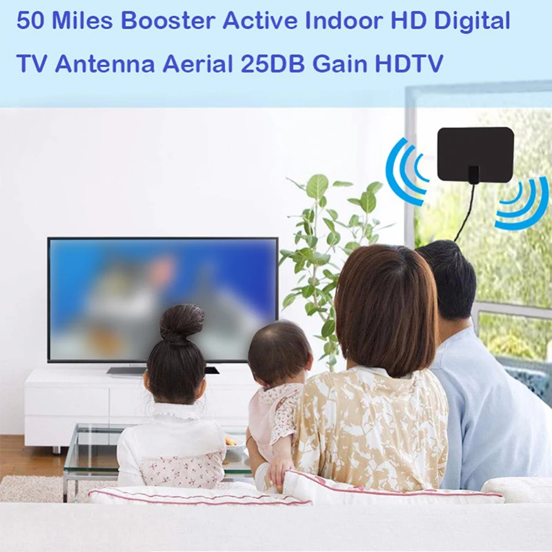4 K 25 дБ с высоким коэффициентом усиления HD ТВ блок DTV Digitale tv Antenne 50 Miles усилитель активных внутренних антенн HD 1080P ТВ антенна простая установка
