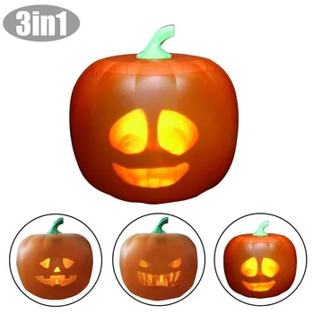 

3 In 1 Flash Funny Weird Expression Talking And Singing Animated Led Pumpkin Projection Lamp For Halloween Home Party Decor Toys