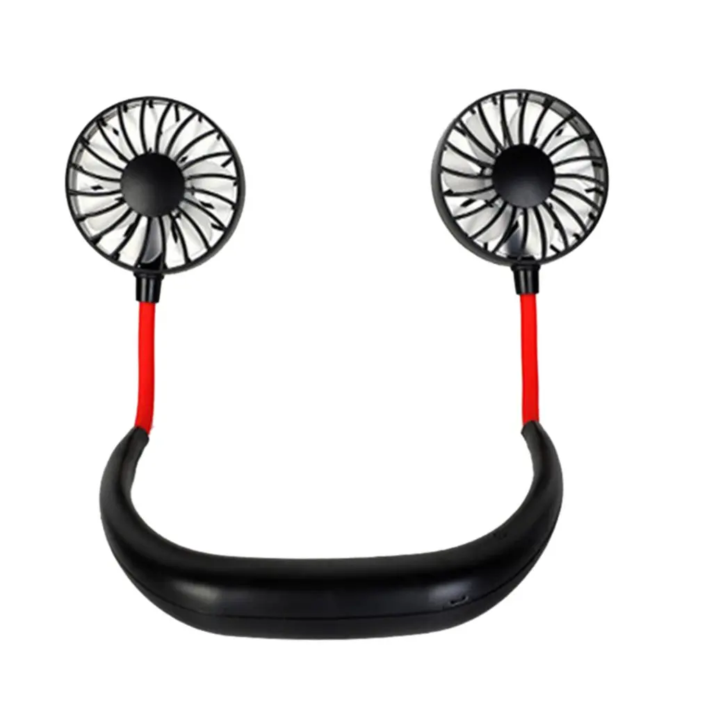 Summer Hands free Neck Band Hanging Usb Rechargeable Dual Fan Mini Air Cooler Portable Speed Adjustable 5