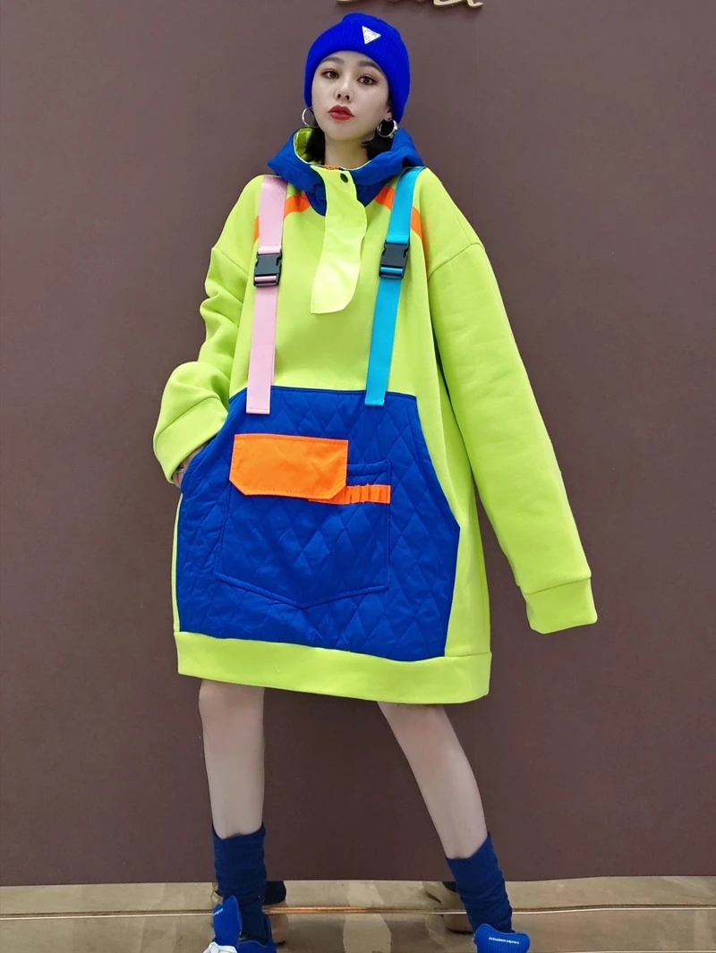Vefadisa Green Patchwork Women Sweatshirt 2020
