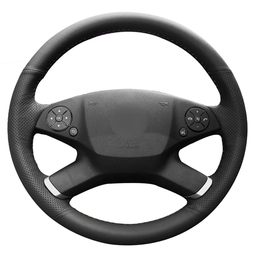 Черный ПУ Искусственная Кожа DIY Ручная прошивка автомобиля рулевое колесо Крышка