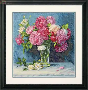 

GG Lovely Gold Collection Counted Cross Stitch Kit Mary's Bouquet Peony Peonies Flower Flowers in Vase dim 35295 70-35295