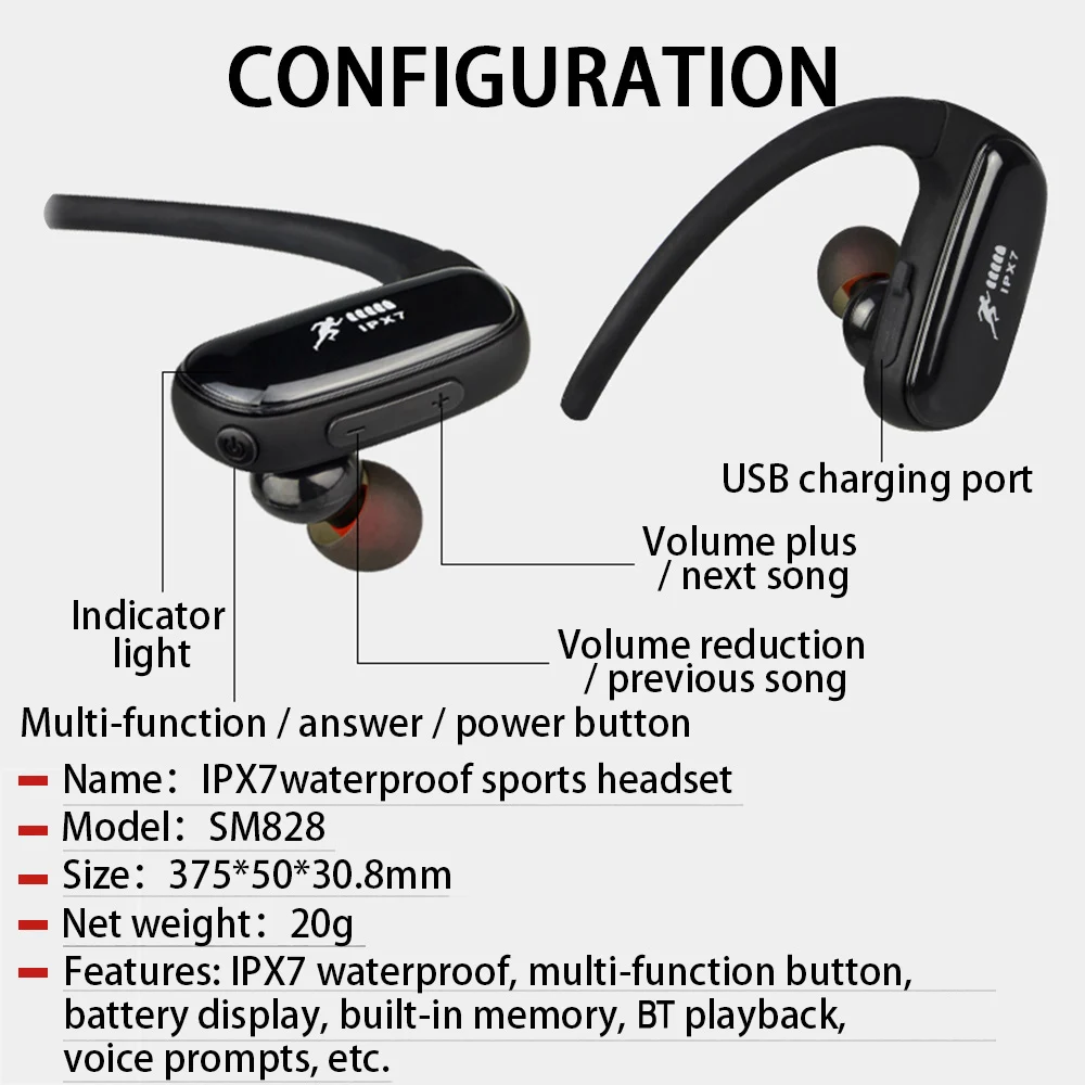 IPX7 водонепроницаемый Плавание ming MP3-плеер беспроводной Bluetooth 8G гарнитура спортивные наушники HiFi музыка плавание модные наушники для улицы