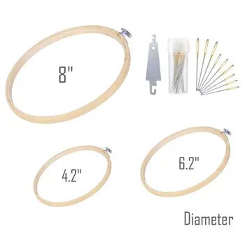 

10 Pieces 3 Sizes Embroidery Hoop Set Bamboo Circle Cross Stitch Hoop Ring (4.2 inch, 6.2 inch, 8 inch)
