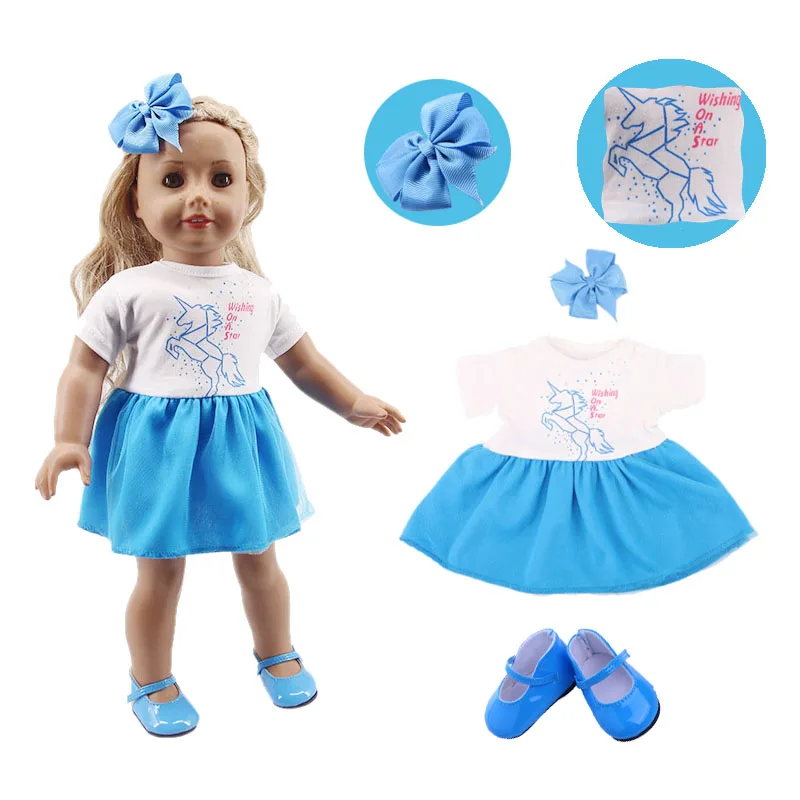 New Head Flower Even Dress Gauze Skirt Fit 18 Inch American 43cm Baby Doll Clothes Accessories Children's Best Christmas Gifts