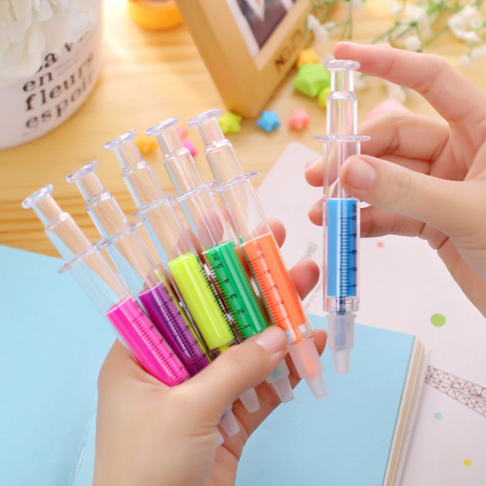 ZGTGLAD-1Pc-Random-Color-Syringe-Highlighter-Pen-Plastic-School-Office-Nurse-Doctor-Student-Novelty-Christmas-Party (2)