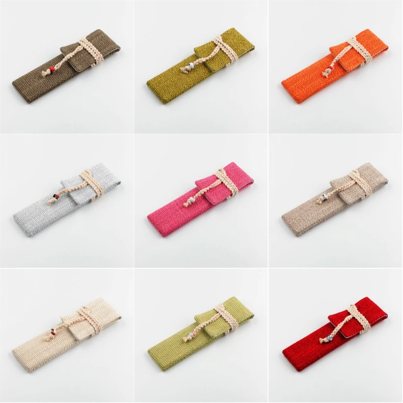 1 шт. новый литературный стиль однотонный льняной чехол для ручек ручной работы