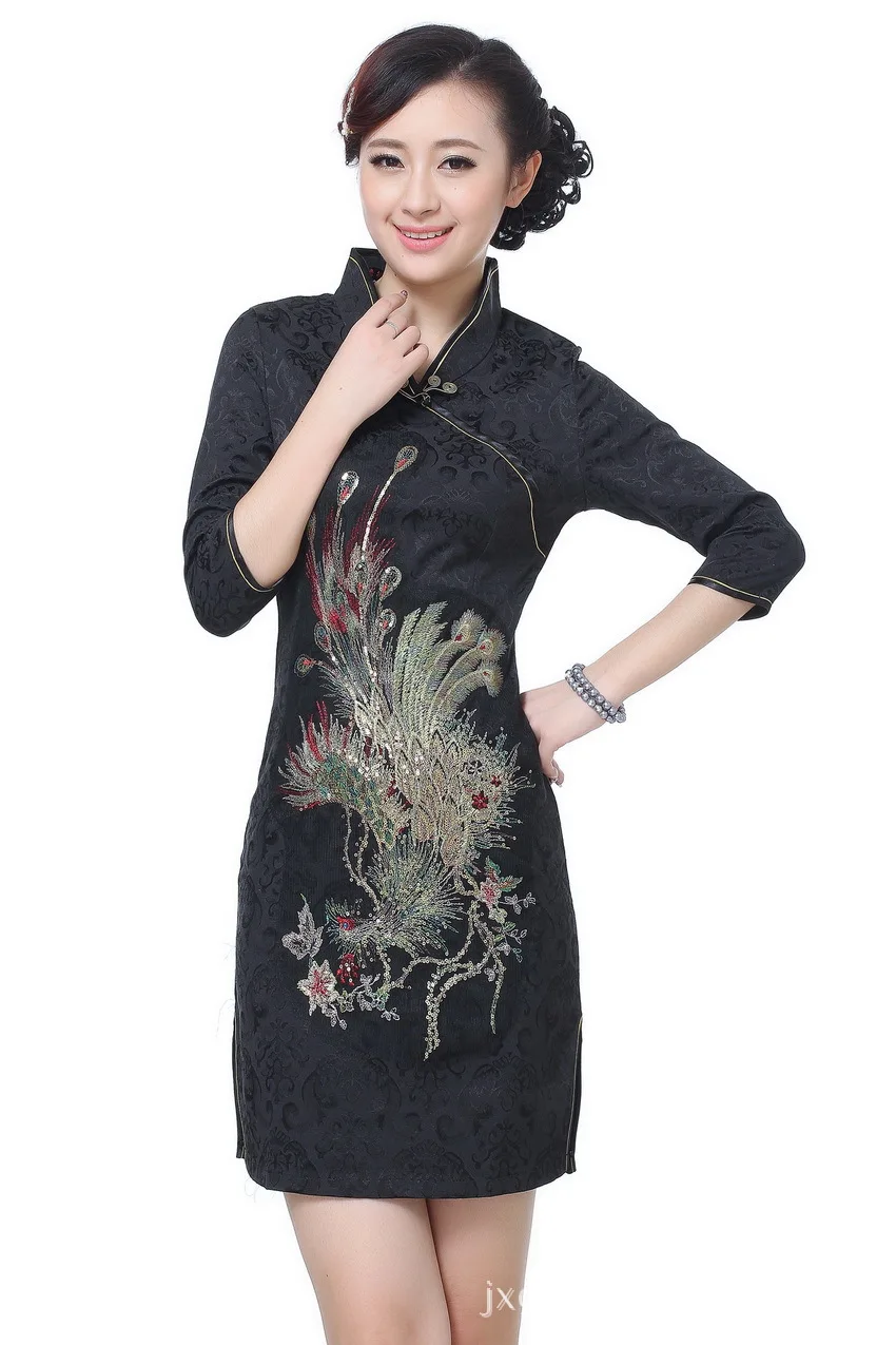 Китайский костюм Cheongsam рубашка с короткими рукавами Cheongsam E0012