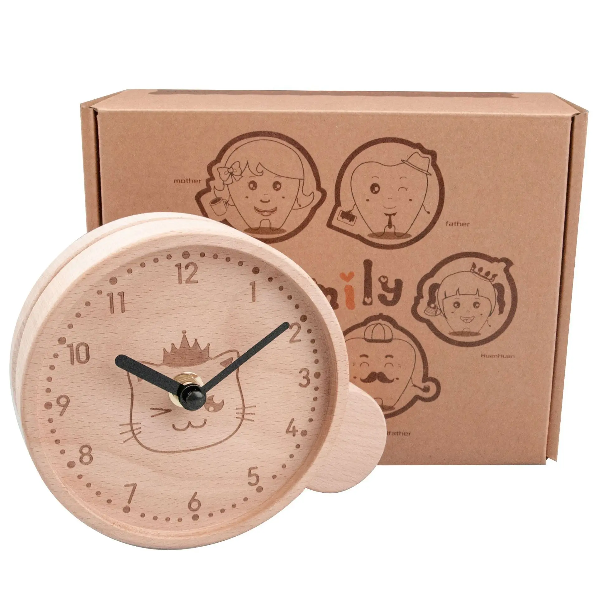 Wooden Clock Toys English Japanese Baby Wooden Milk Tooth Collect Box Umbilical Lanugo Storage Box Toys Kids Gifts