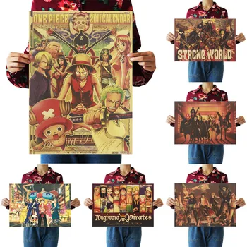 

Cartoon One Piece Poster Vintage Poster Classic Luffy Kraft Paper Retro Poster Bar Home Decoration Painting Wall Sticker Poster