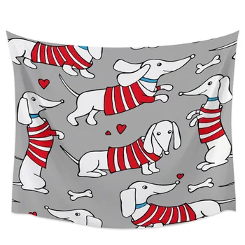 

Dachshund Dog Cartoon Kawaii Wall Hanging Wall Decor Bedspread Wall Art Coverlet Scarf Throw Towel Sheet Table Cloth Furniture