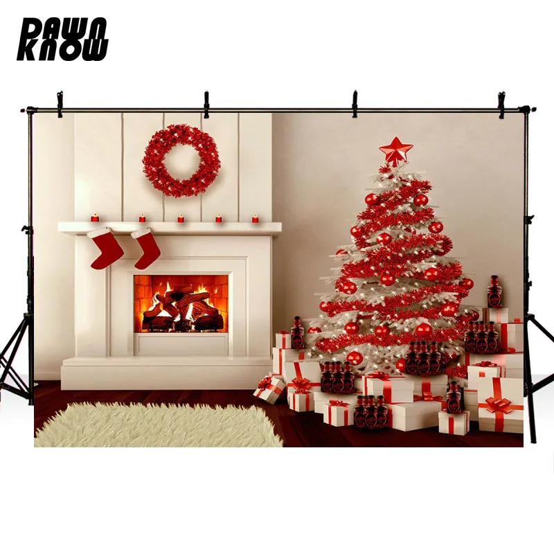 DAWNKNOW Merry Christmas Red Tree Fond Photo Backdrop Fotografia фон для фотосъемки детская студия lv870