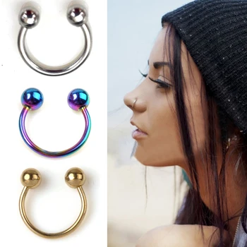 

1PC HOT Women Stainless Steel Fake Nostril Nose Hoop Stud Ring Clip On Nose Body Jewelry Piercing Jewelry 6 8 10 12mm