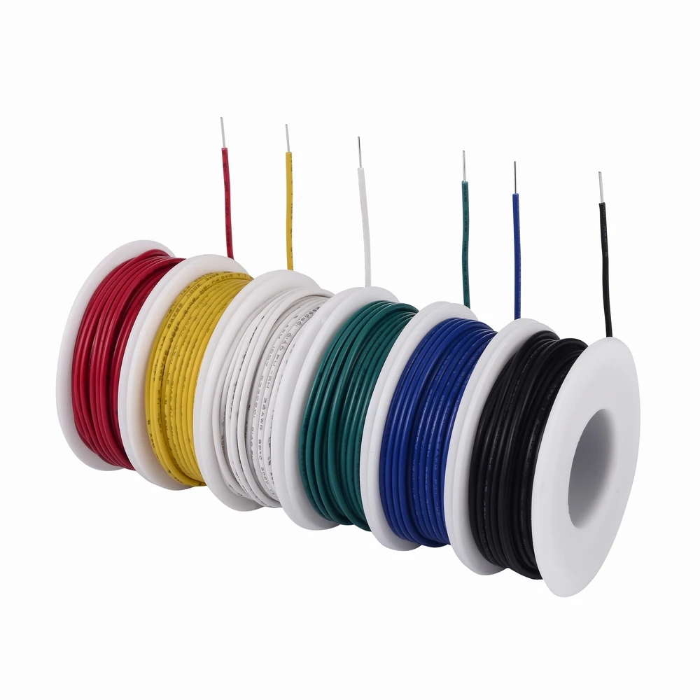 

TUOFENG 22 awg Solid Wire-Solid Wire Kit-6 different colored 30 Feet spools 22 gauge Jumper wire- Hook up Wire Kit
