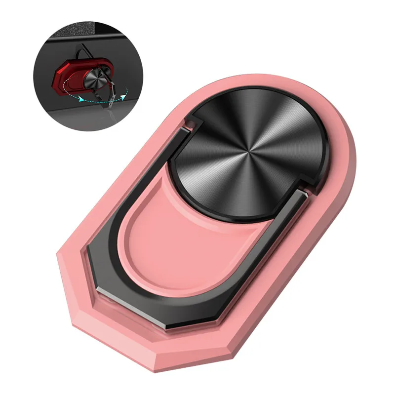 Роскошный металлический держатель для мобильного телефона, универсальный держатель с поворотом на 360 градусов, магнитный автомобильный кронштейн, подставка, автомобильные аксессуары - Цвет: Розовый