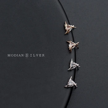 

Modian Exquisite Windmill Zircon Silver Stud Earrings for Girl Rose Gold Color Studs 925 Sterling Silver Women Gifts Accessories