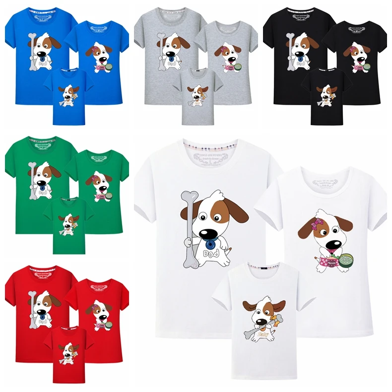 Футболки с рисунком собаки; хлопковая одежда с короткими рукавами; Ins; 5XL; одежда для папы, мамы, родителя и ребенка; одинаковые комплекты для семьи; подарки для детей; Прямая поставка