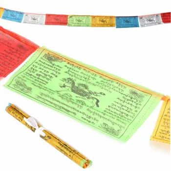 

1 Set 20pcs Tibetan Buddhist Prayer Flags Polyester Religious Tibet Style Decorative Flag 15x27cm 5 Different Colors Bannners