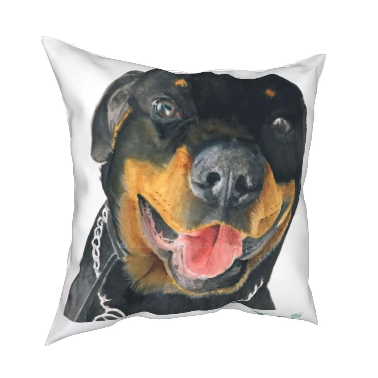 Milo Home Sofa Car Waist Throw Federa Dipinta A Mano Acquerello Cane Rottweiler Acquerello Pet Pet Ritratto Karen Finnegan