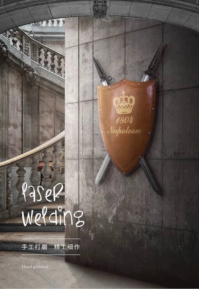 Medieval Roman iron shield wall hanging sword decoration bar ktv Internet bar wall pendant shooting props