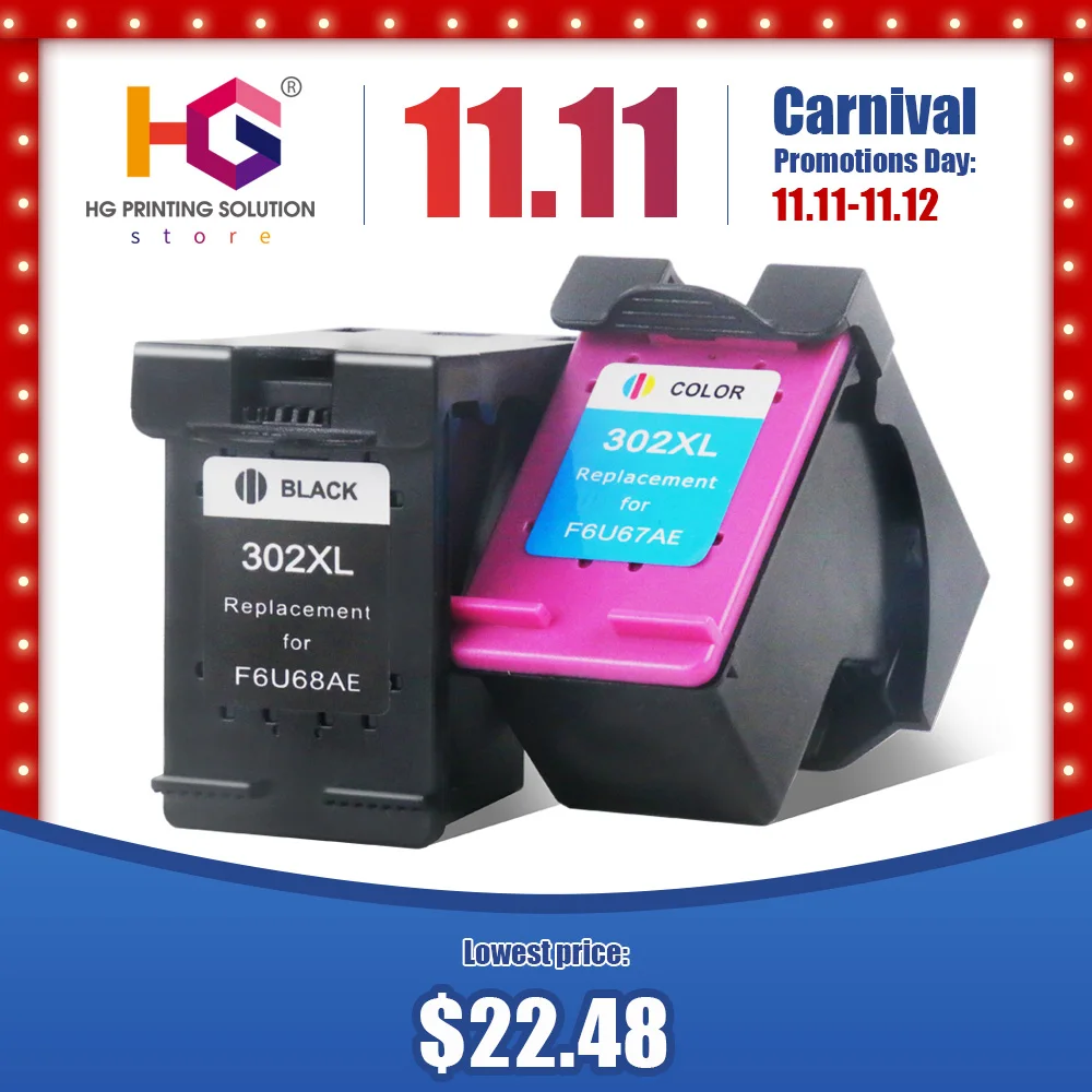 

Remanufactured Cartridge Replacement for HP 302 HP302XL Ink Cartridge for Deskjet 1112 2130 2131 1110 1111 printer
