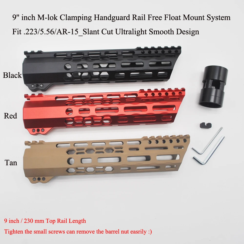 Trirock 9 Inch M Lok Clamping Handguard Rail Slant Cut Ultralight Slim Free Float Mount System 223 5 56 Ar 15 Black Red Tan Hunting Gun Accessories Aliexpress