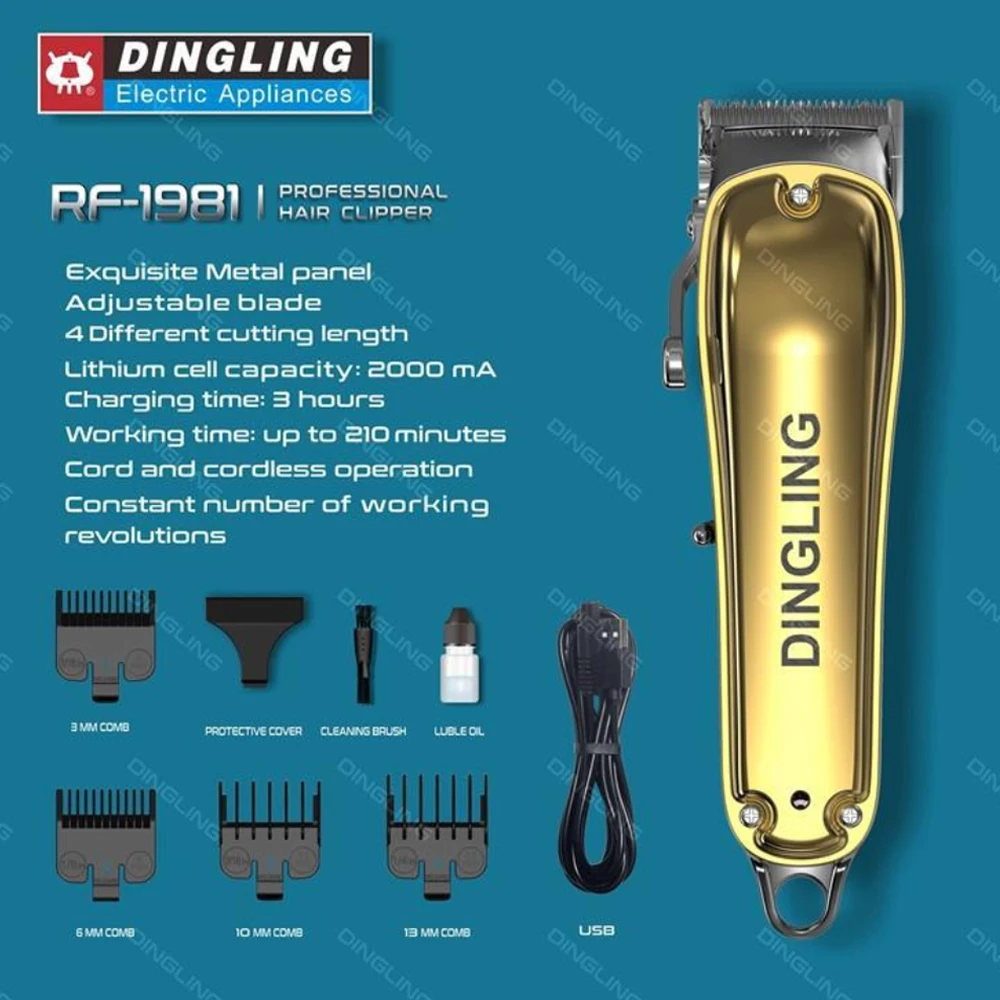 

Dingling RF-1981 электрическая машинка для стрижки волос, машинка для стрижки волос, беспроводной триммер, Мужская профессиональная машинка для стрижки волос, перезаряжаемая машинка для стрижки волос